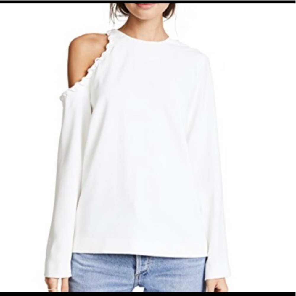 IRO Bherock White Long Sleeve One Shoulder Top